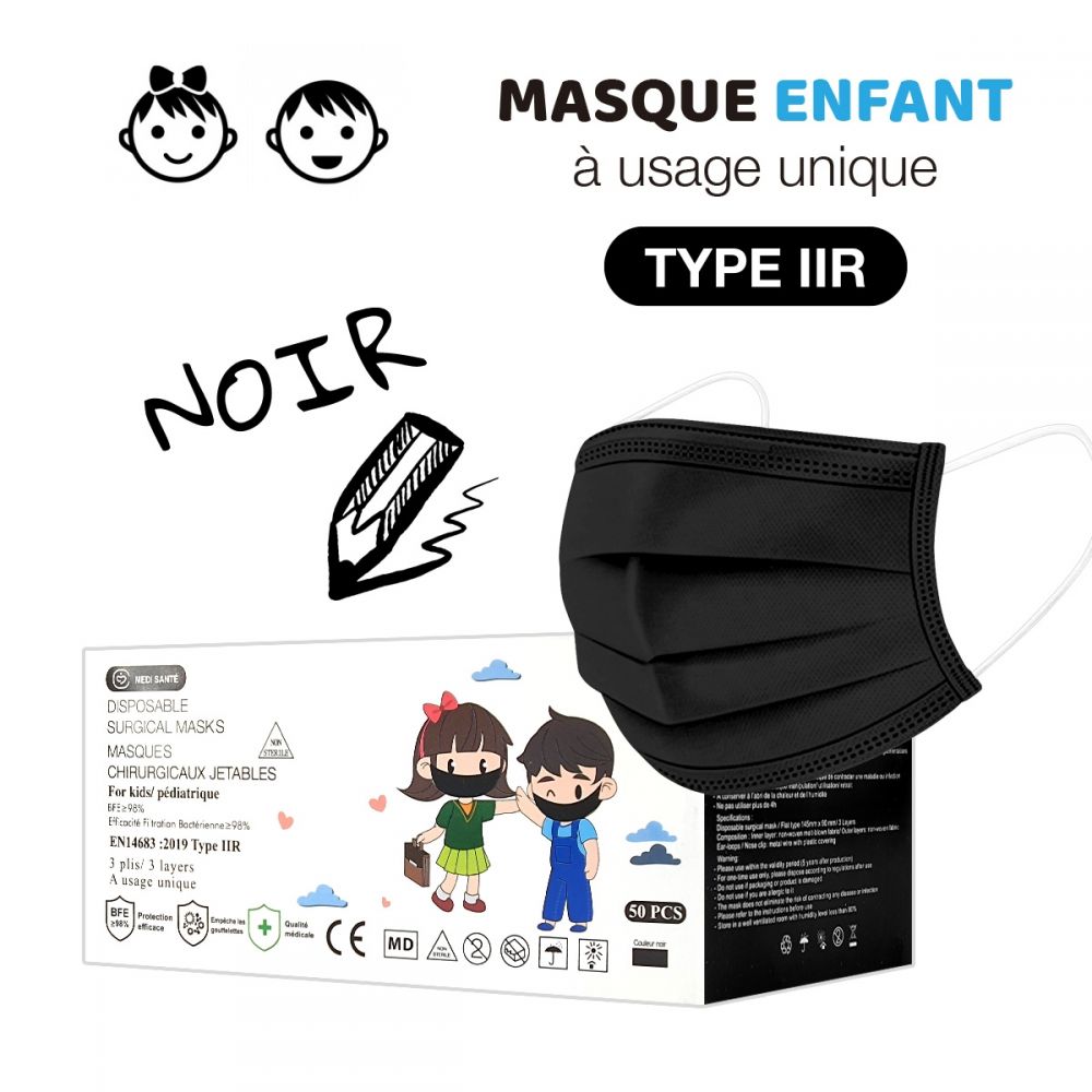 Masque chirurgical jetable noir