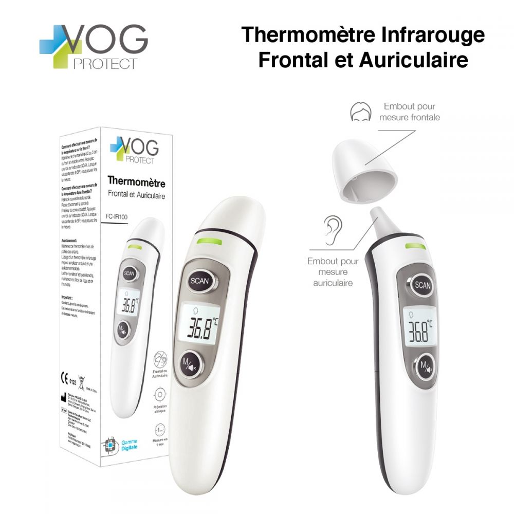 LBS Thermomètre infrarouge - Auriculaire et frontal pas cher